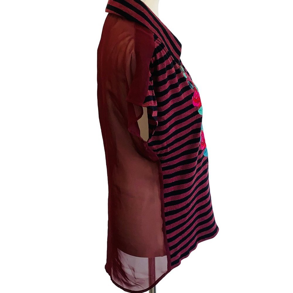NWT - Nick & Mo Embroidered Sheer Back Top - Picture 3 of 12